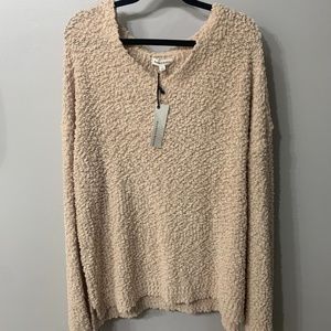 Relaxed-Fit Bell Sleeve Popcorn Sweater